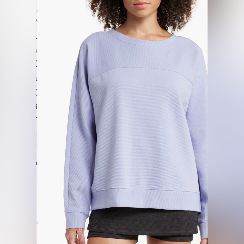 Zella Anya Ottoman Knit Pullover in Large Blue Thistle